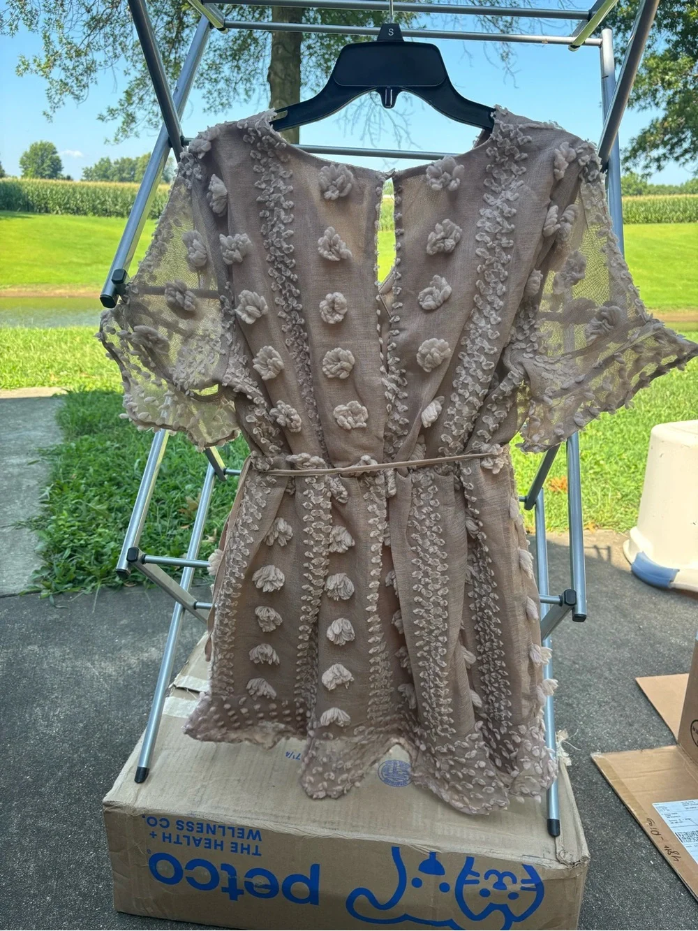 &merci Taupe Floral Appliqué Wrap Mini Dress - Picture 5 of 5